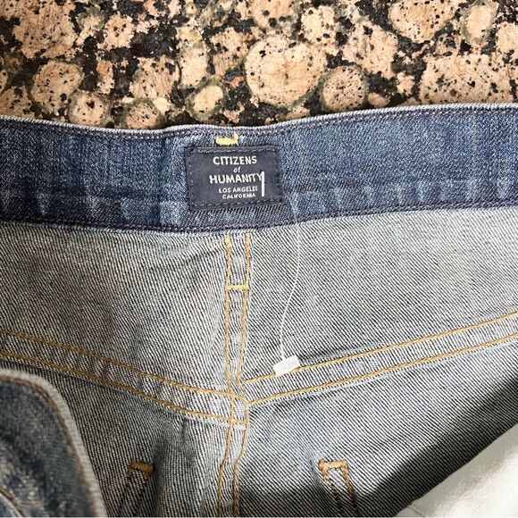 Citizens of Humanity Drew Crop Flare Frayed Hem High Rise Jeans Blue Size 30 - Picture 5 of 9